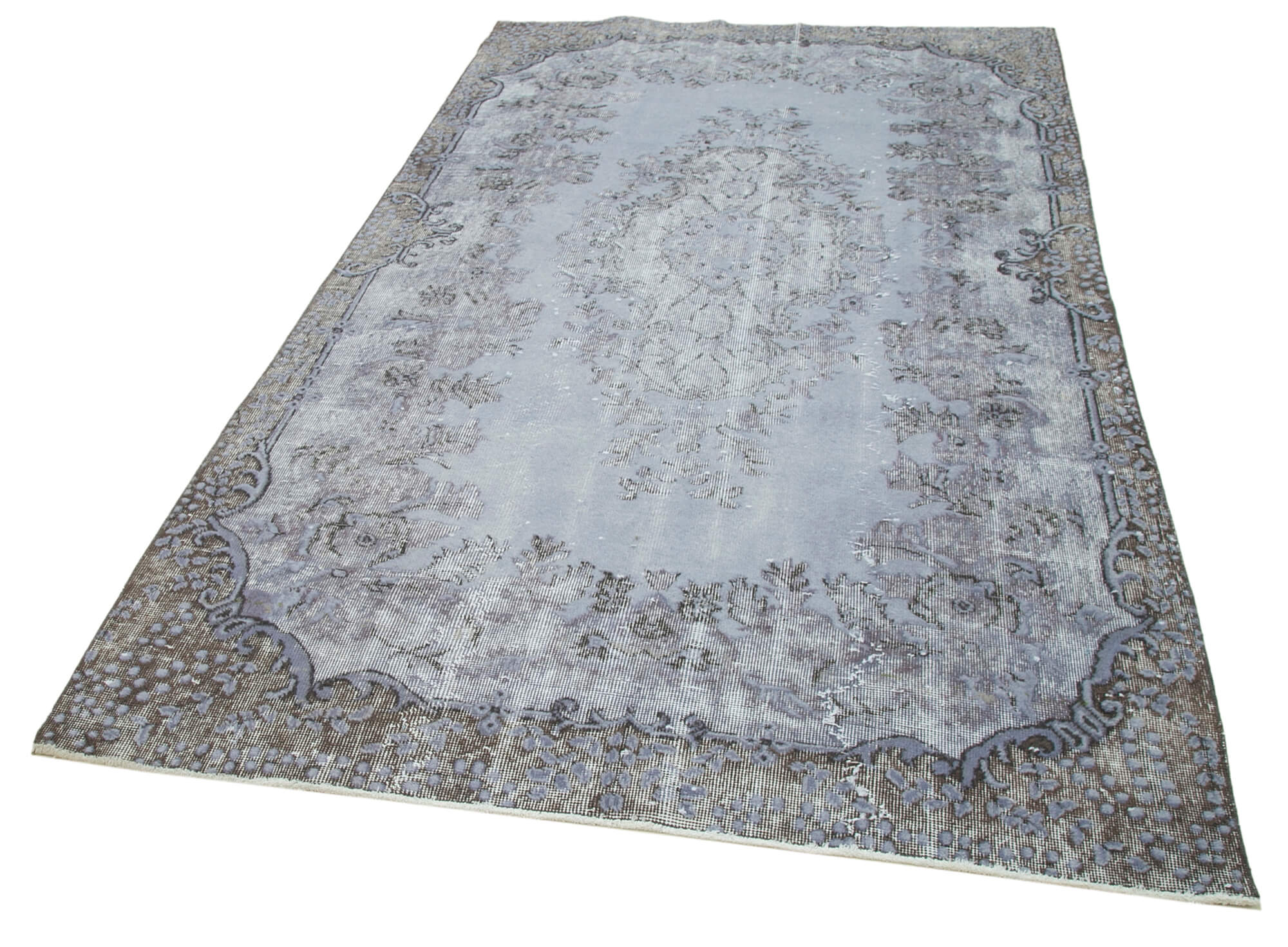 Handmade Vintage Area Rug – Grey Wool & Cotton, Traditional Hand Knotted 5x9 Woven Rug