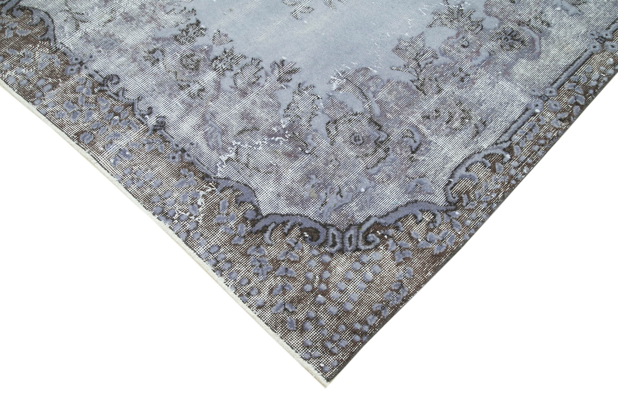Handmade Vintage Area Rug – Grey Wool & Cotton, Traditional Hand Knotted 5x9 Woven Rug
