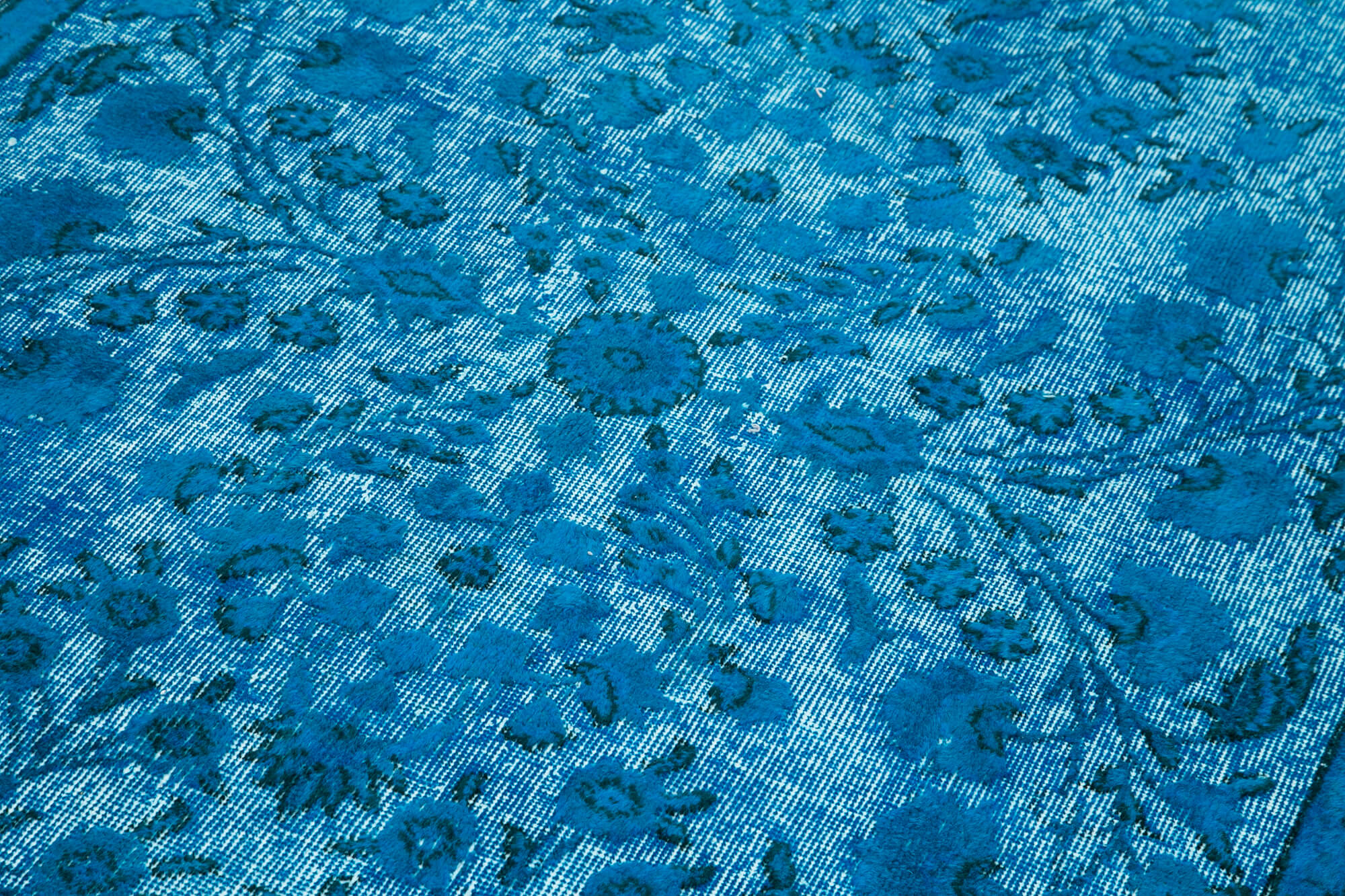 Vintage Cotton Wool Rug – Handmade Area Rug Turquoise Wool Carpet 4'11''x8'1''