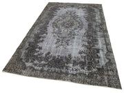Handmade Vintage Area Rug - Grey Wool Cotton Vintage Cotton Wool Rug 5'5''x9'5''