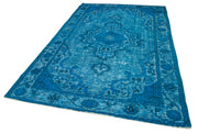 Vintage Handmade Area Rug - Turquoise Wool Cotton Rug | Hand Woven Turkish Carpet 6'2''x10'