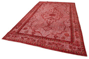 Vintage Wool Area Rug - Handmade Cotton Rug, Red Wool Carpet 6'9''x10'11''
