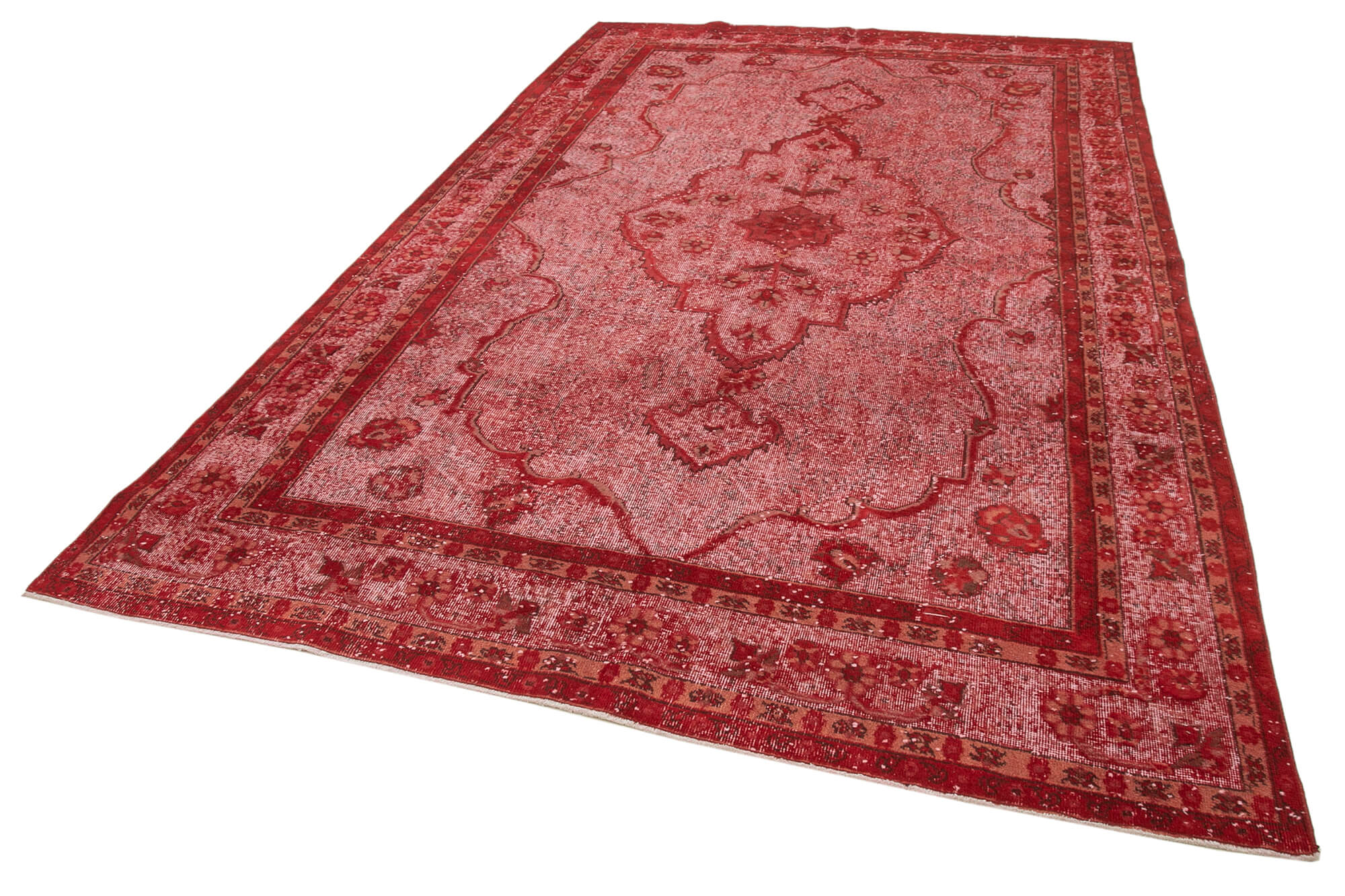 Vintage Wool Area Rug - Handmade Cotton Rug, Red Wool Carpet 6'9''x10'11''