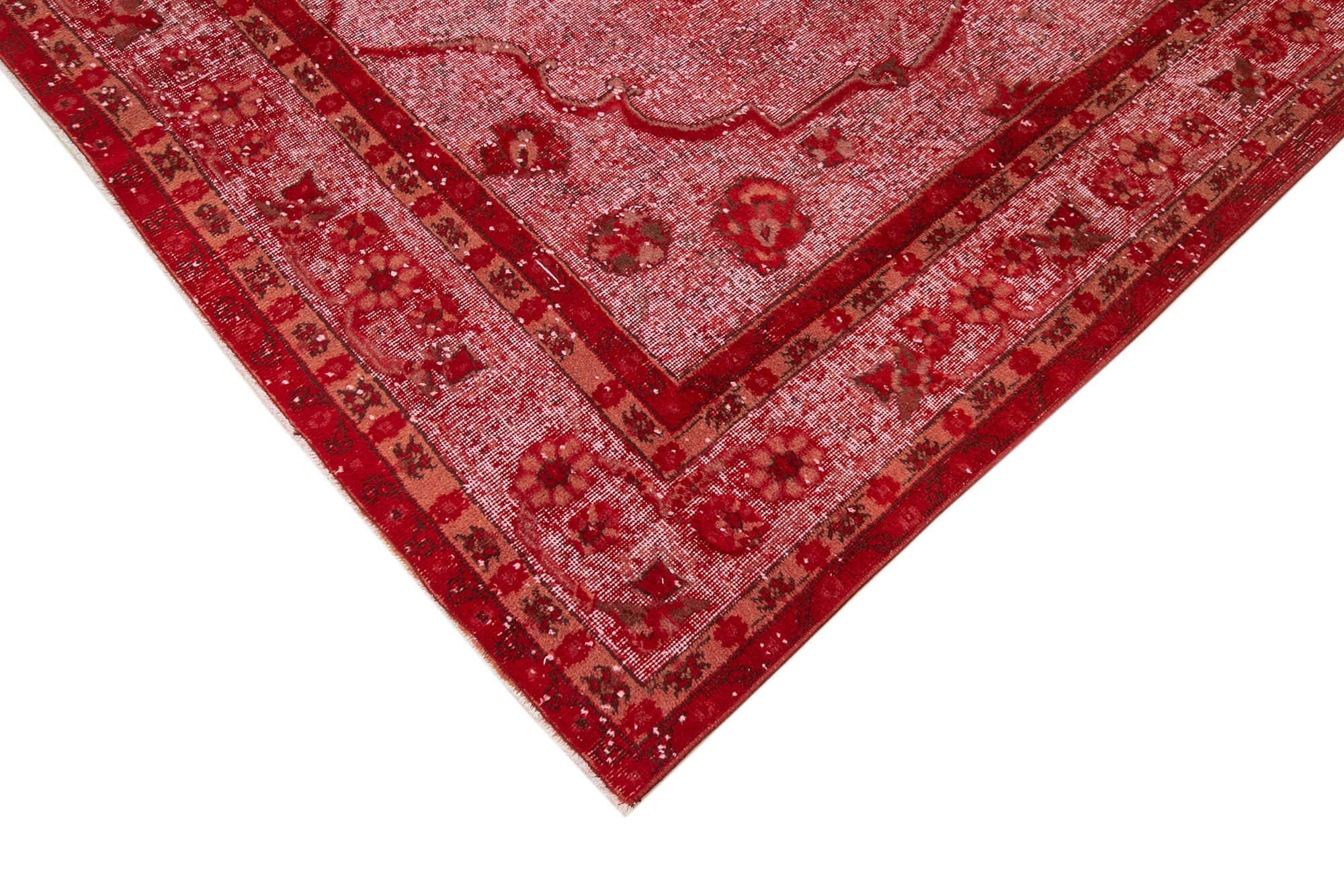 Vintage Wool Area Rug - Handmade Cotton Rug, Red Wool Carpet 6'9''x10'11''