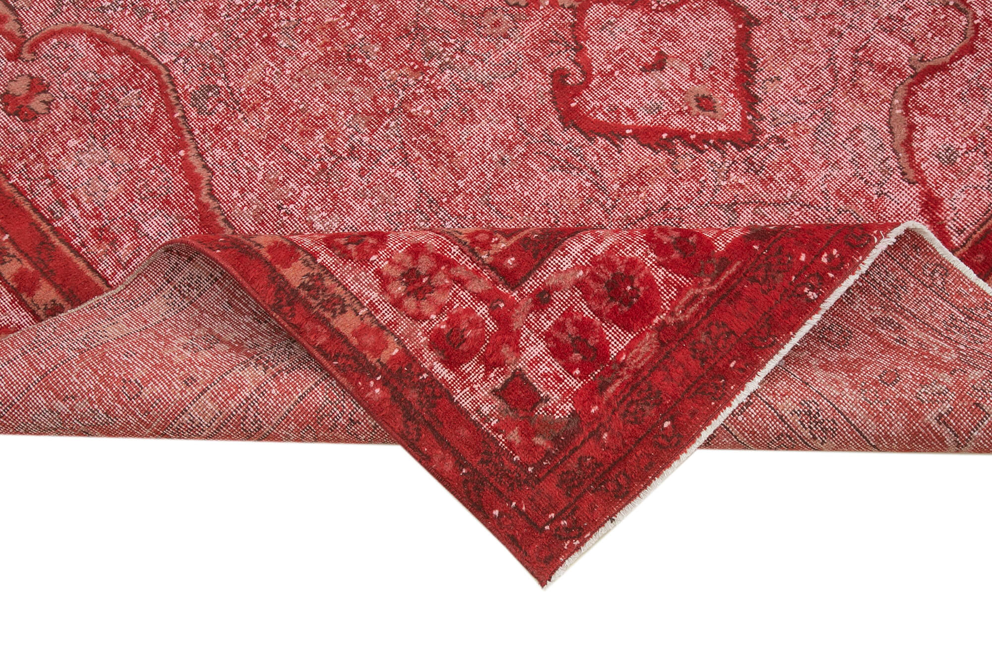 Vintage Wool Area Rug - Handmade Cotton Rug, Red Wool Carpet 6'9''x10'11''