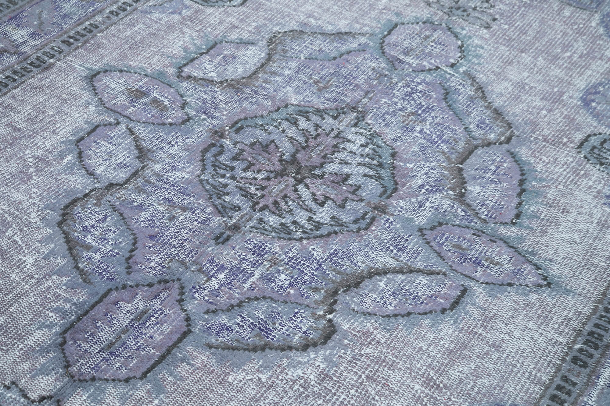 Vintage Wool Area Rug – Handmade Cotton Rug | Turkish Hand Knotted Grey Wool 5x9