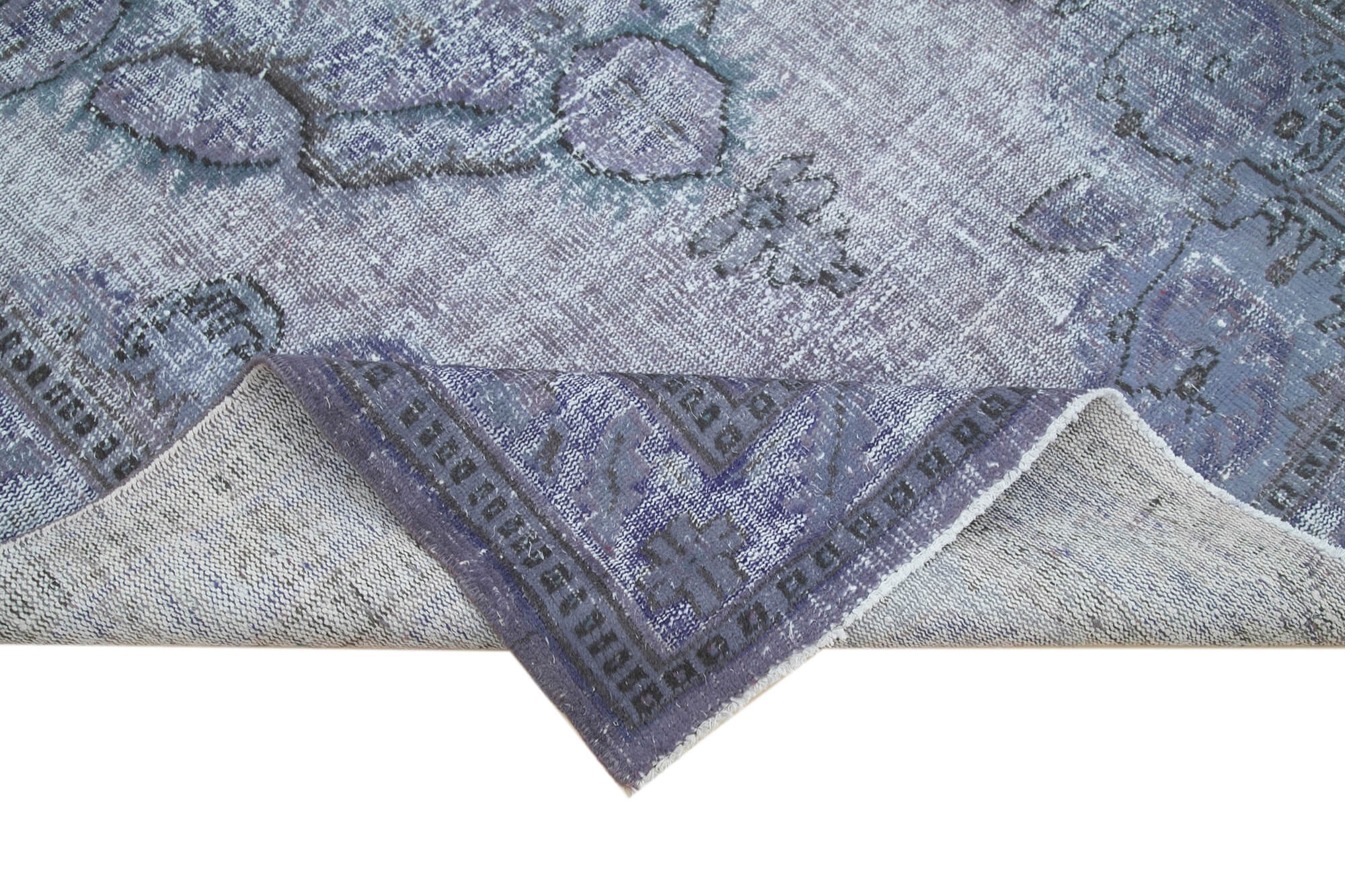 Vintage Wool Area Rug – Handmade Cotton Rug | Turkish Hand Knotted Grey Wool 5x9