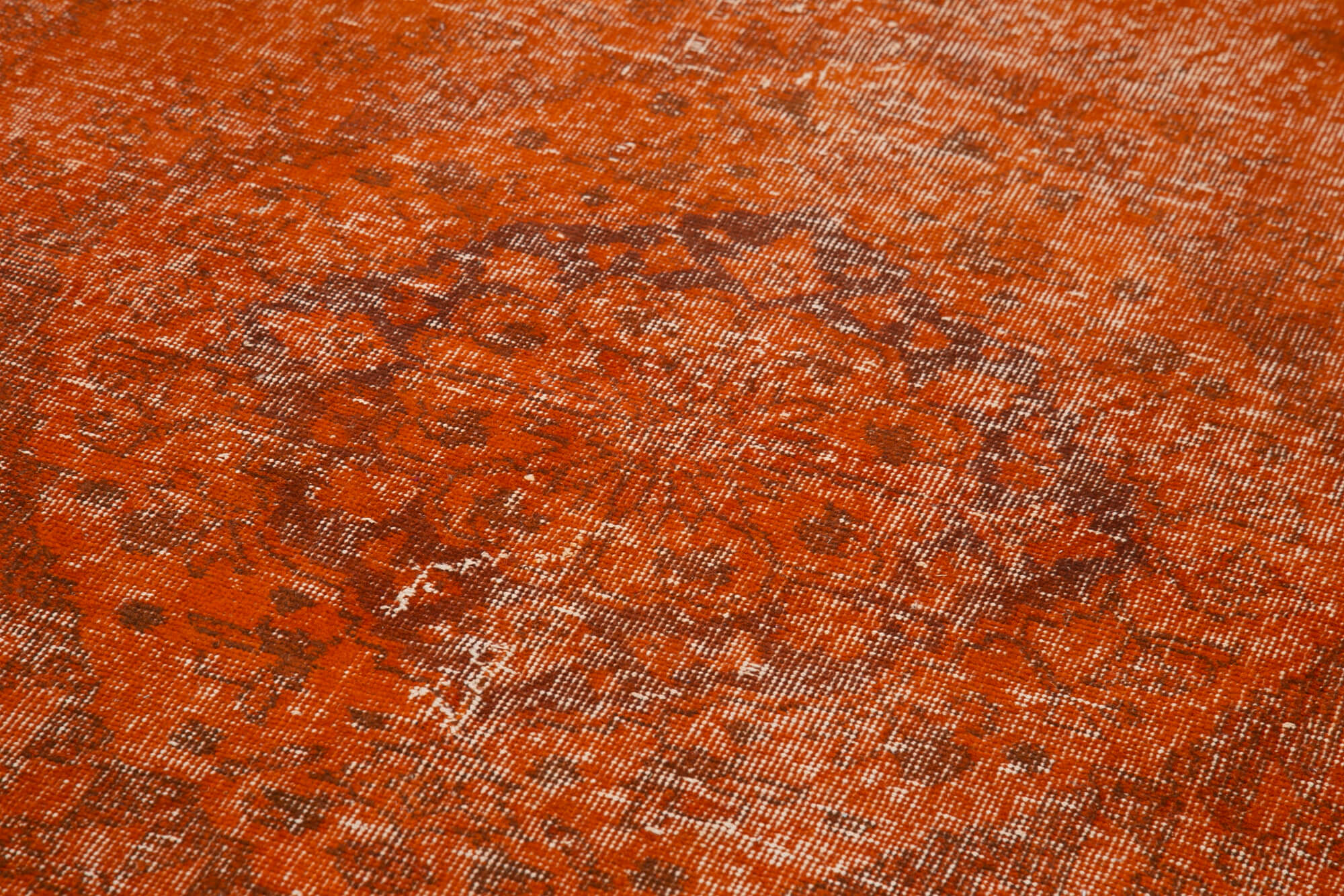 Handmade Wool Area Rug - Orange Vintage Cotton Wool Blend, Soft Textured Carpet 4'11"x12'