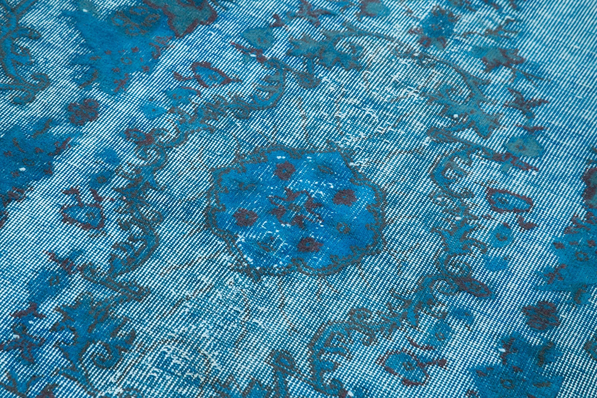 Vintage Cotton Wool Rug - Handmade Area Rug with Turquoise Wool Carpet, 3'10''x6'7''