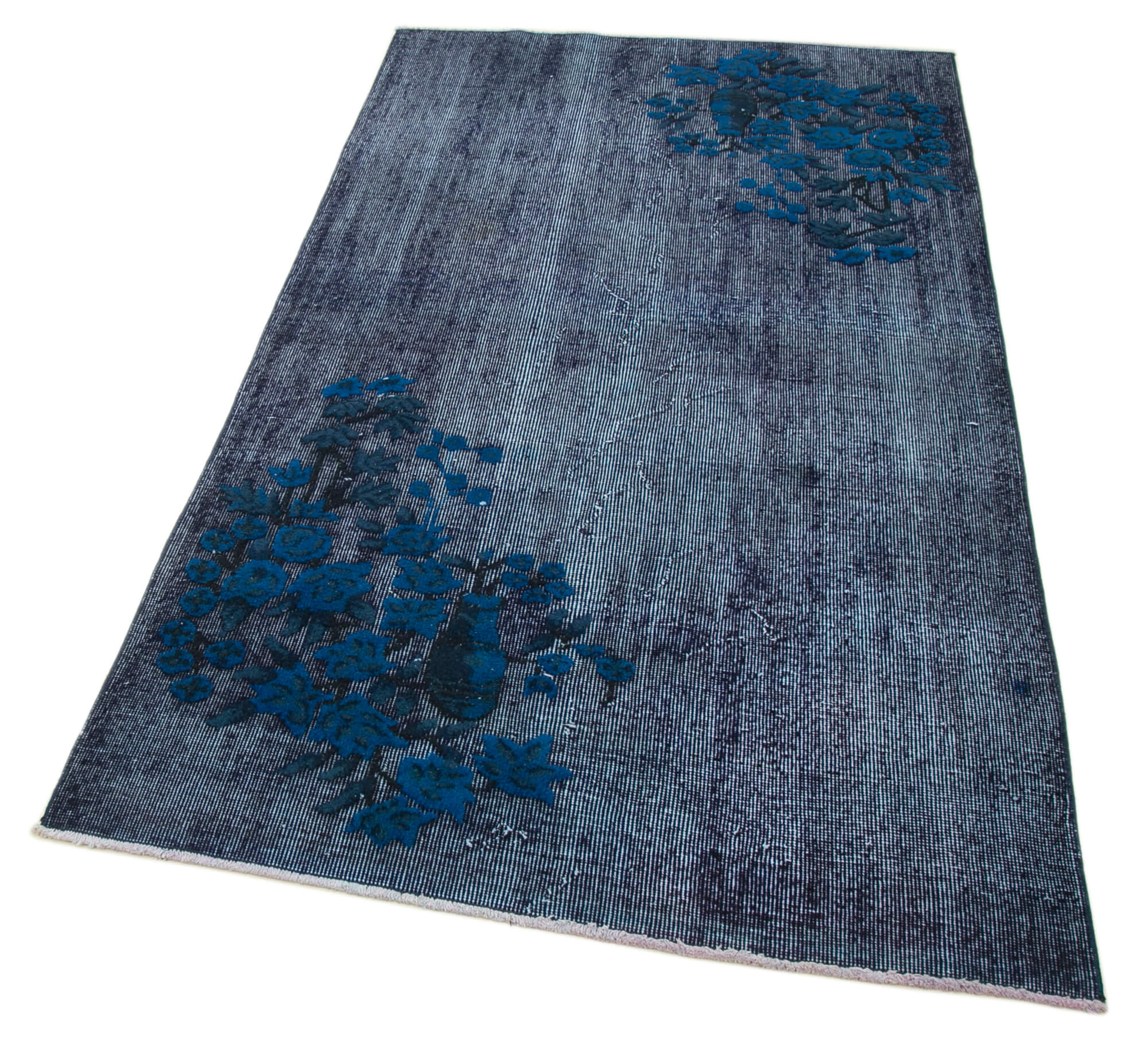 Handmade Vintage Area Rug – Blue Vintage Cotton Rug | Wool Area Carpet 3'8''x6'7''