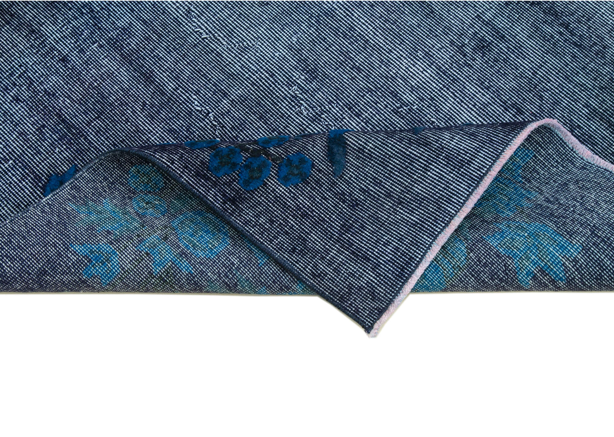 Handmade Vintage Area Rug – Blue Vintage Cotton Rug | Wool Area Carpet 3'8''x6'7''