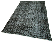 Vintage Handmade Area Rug – Black Cotton Wool Carpet, Hand Woven Turkish Rug 4'6''x7'8''
