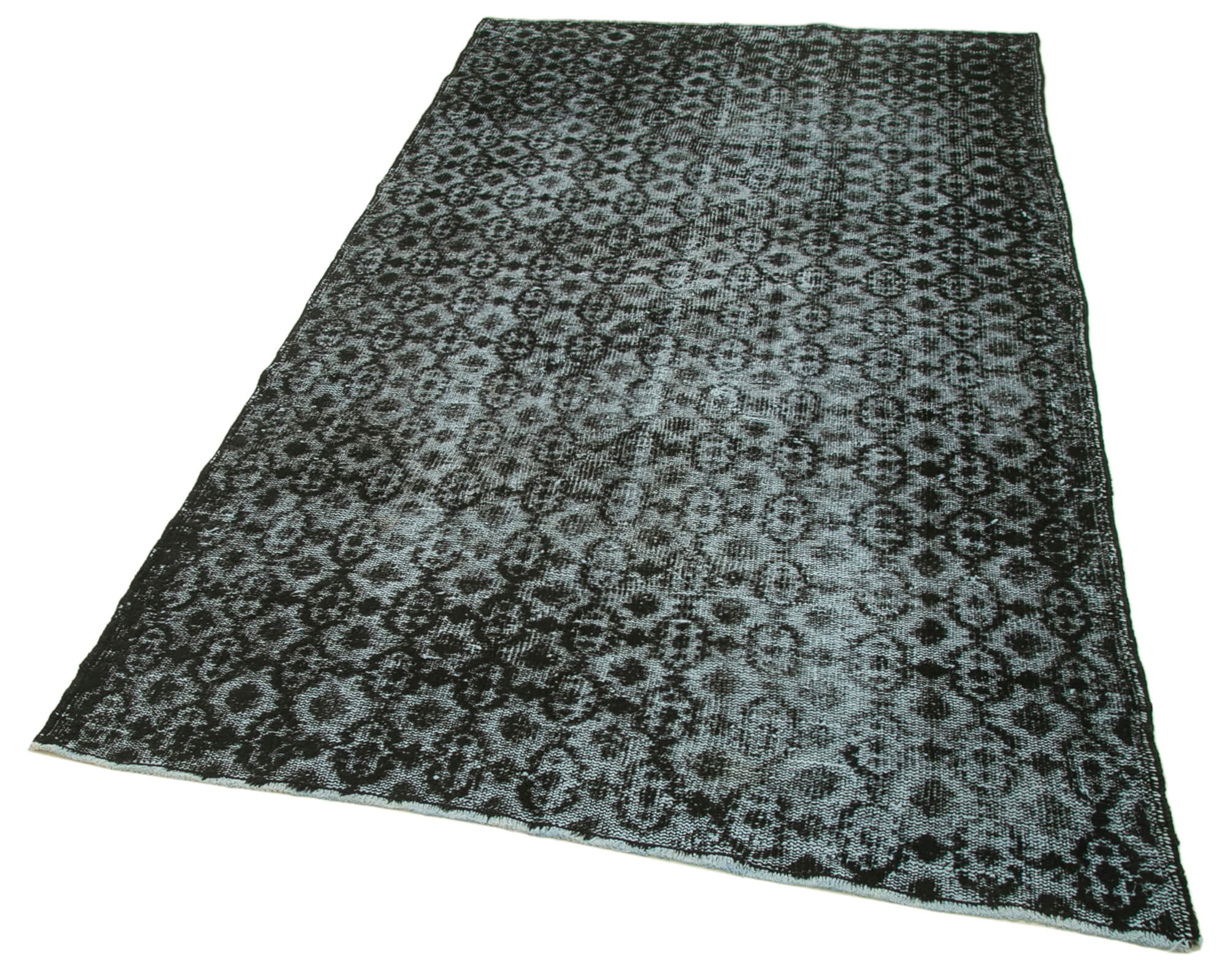 Vintage Handmade Area Rug – Black Cotton Wool Carpet, Hand Woven Turkish Rug 4'6''x7'8''