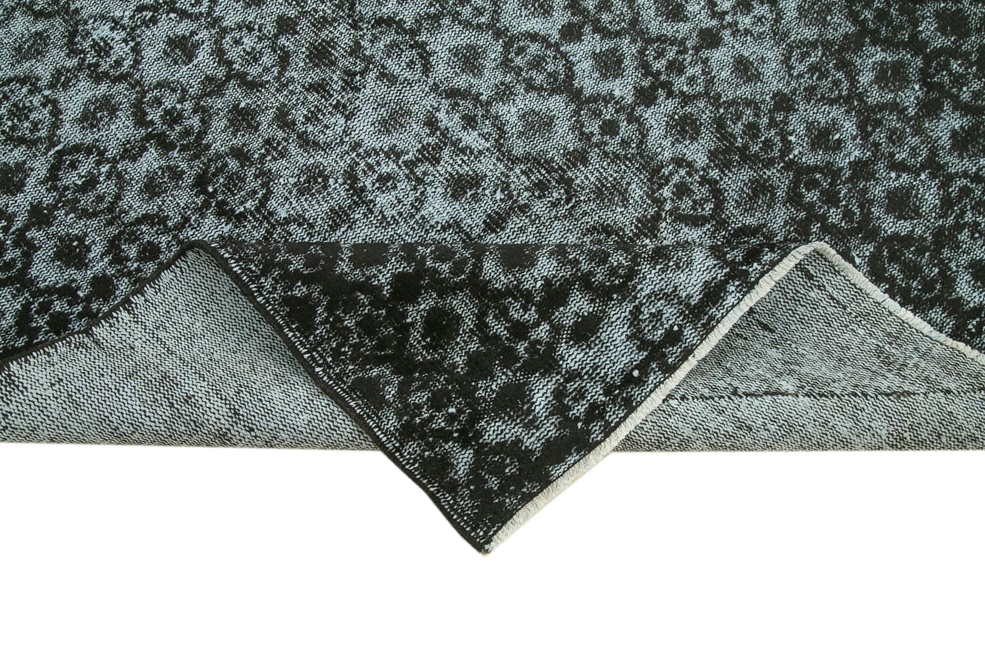 Vintage Handmade Area Rug – Black Cotton Wool Carpet, Hand Woven Turkish Rug 4'6''x7'8''