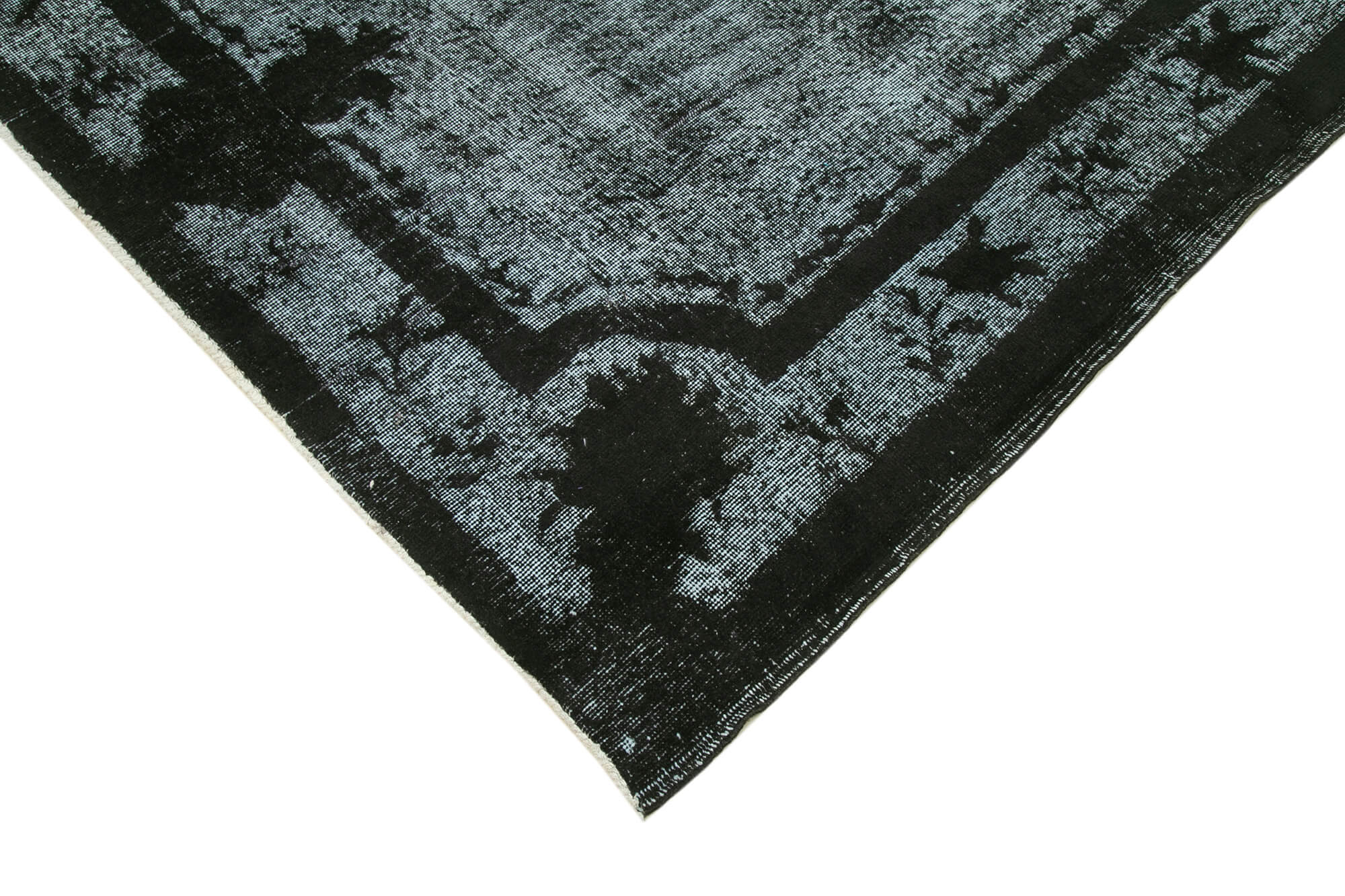 Vintage Wool Area Rug - Handmade Cotton Rug, Turkish Hand Knotted Black Carpet 6'5''x9'11''