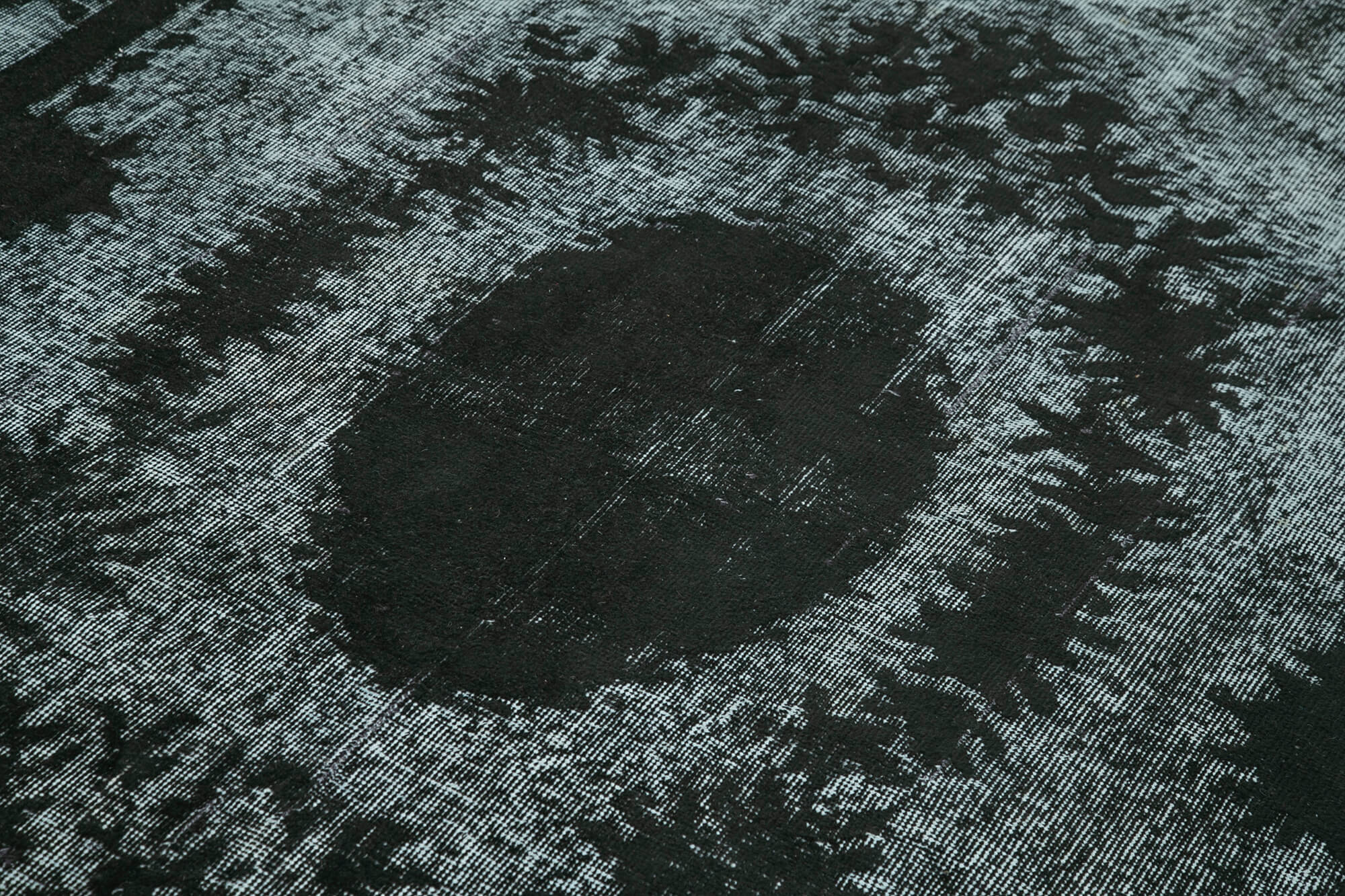 Vintage Wool Area Rug - Handmade Cotton Rug, Turkish Hand Knotted Black Carpet 6'5''x9'11''