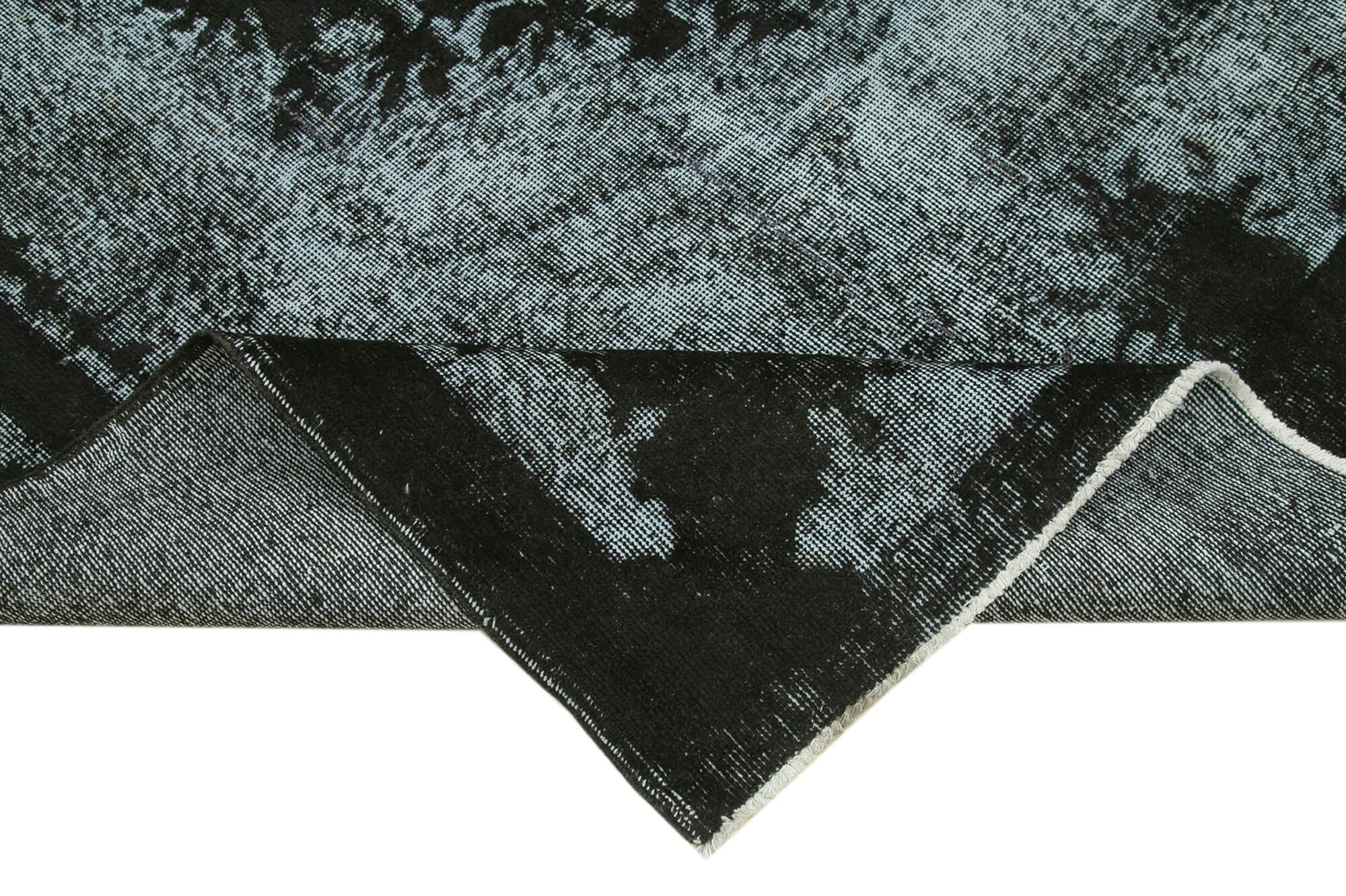 Vintage Wool Area Rug - Handmade Cotton Rug, Turkish Hand Knotted Black Carpet 6'5''x9'11''