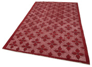 Vintage Handmade Area Rug - Red Turkish Wool & Cotton Carpet 5'11''x9'2''