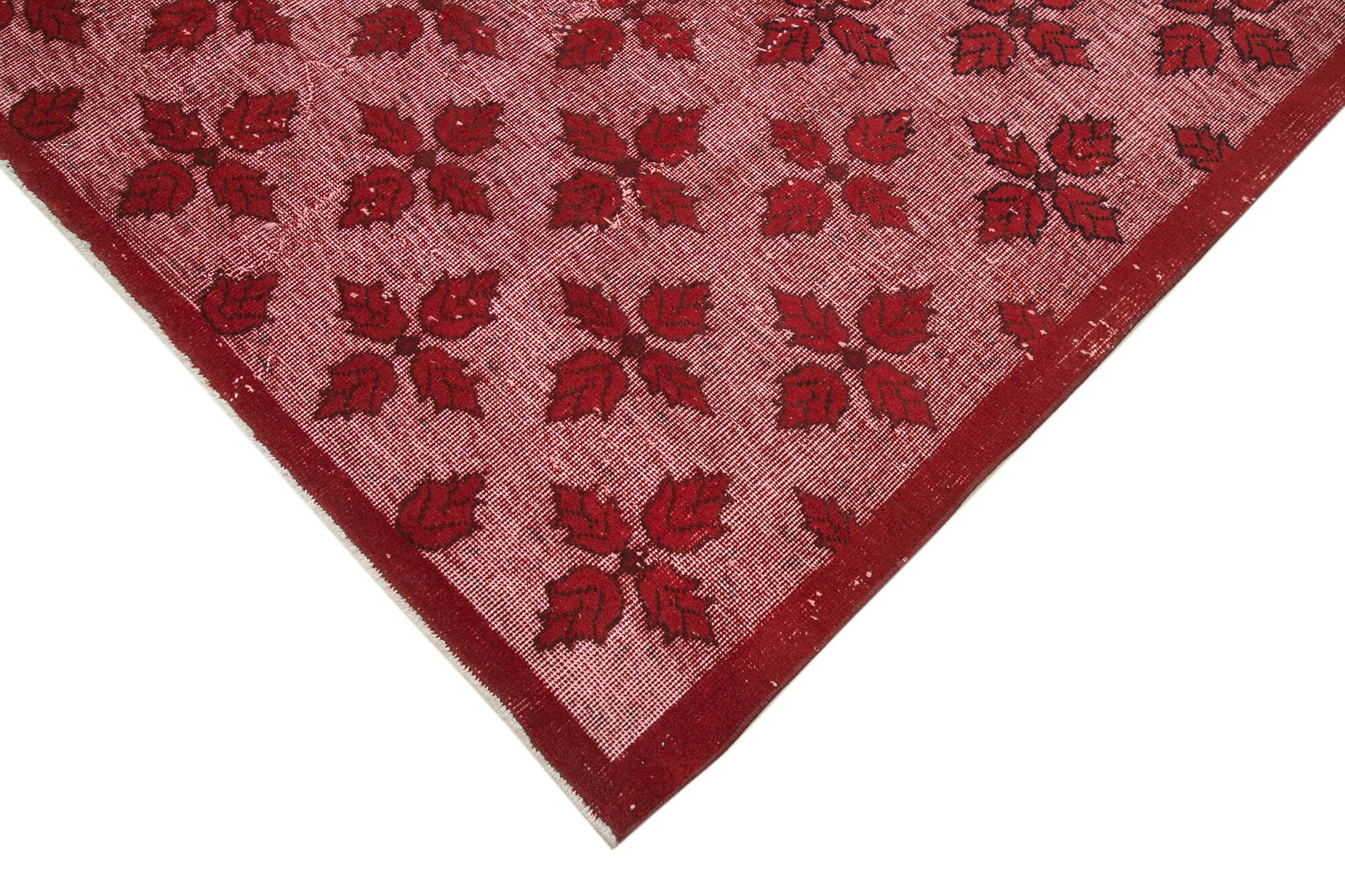 Vintage Handmade Area Rug - Red Turkish Wool & Cotton Carpet 5'11''x9'2''