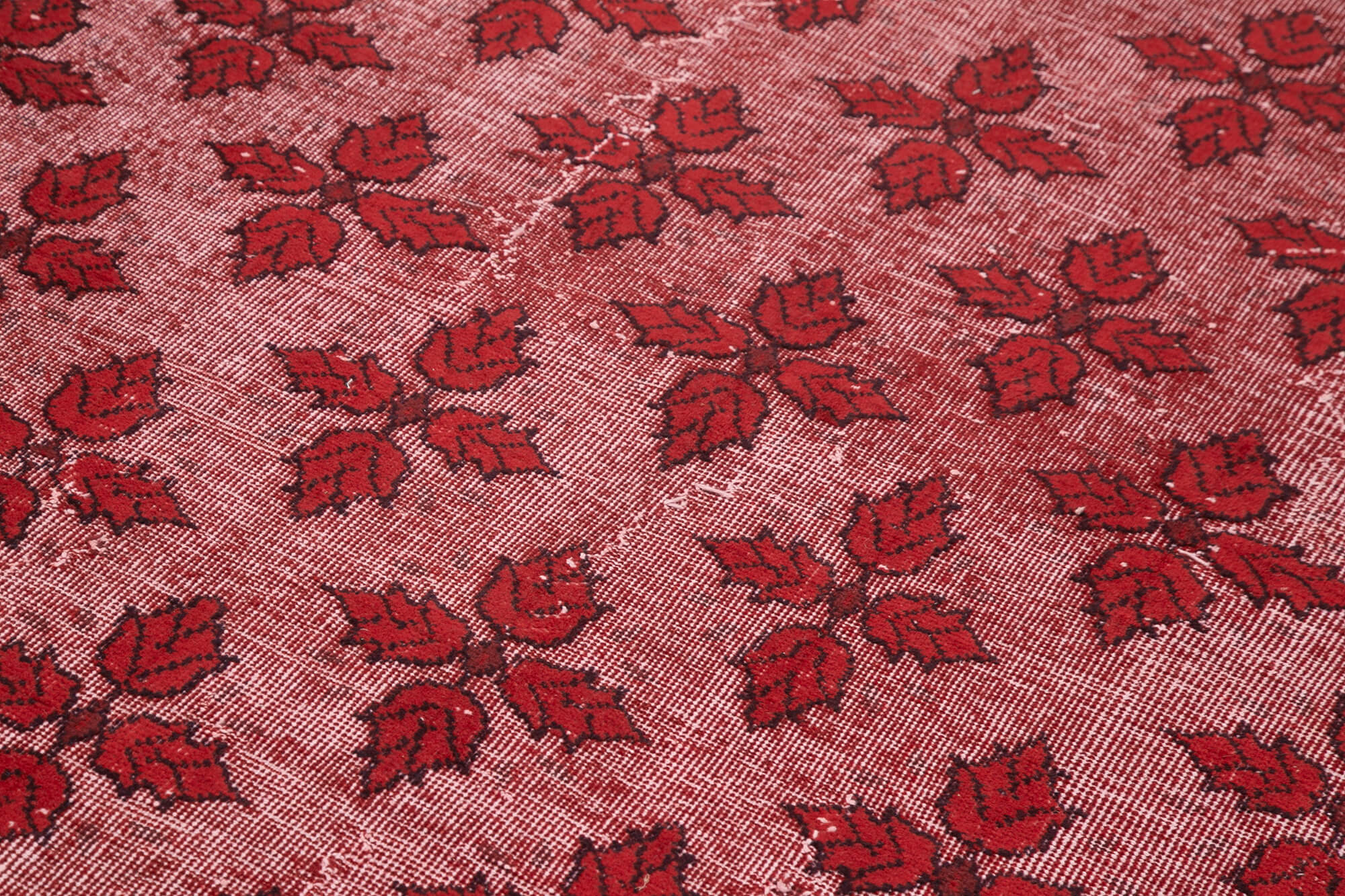 Vintage Handmade Area Rug - Red Turkish Wool & Cotton Carpet 5'11''x9'2''