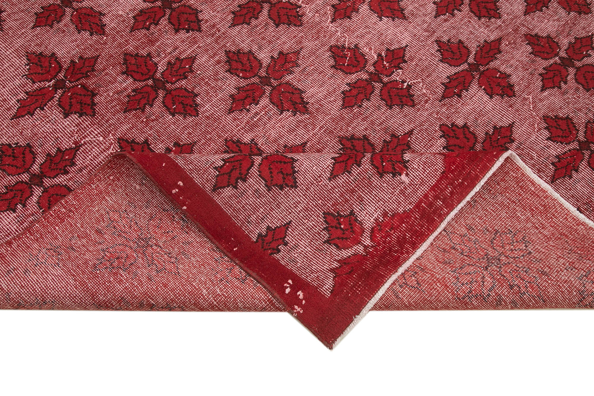 Vintage Handmade Area Rug - Red Turkish Wool & Cotton Carpet 5'11''x9'2''