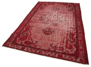 Vintage Handmade Area Rug - Red Cotton Wool Blend Hand Knotted Rug 5'7''x8'7''
