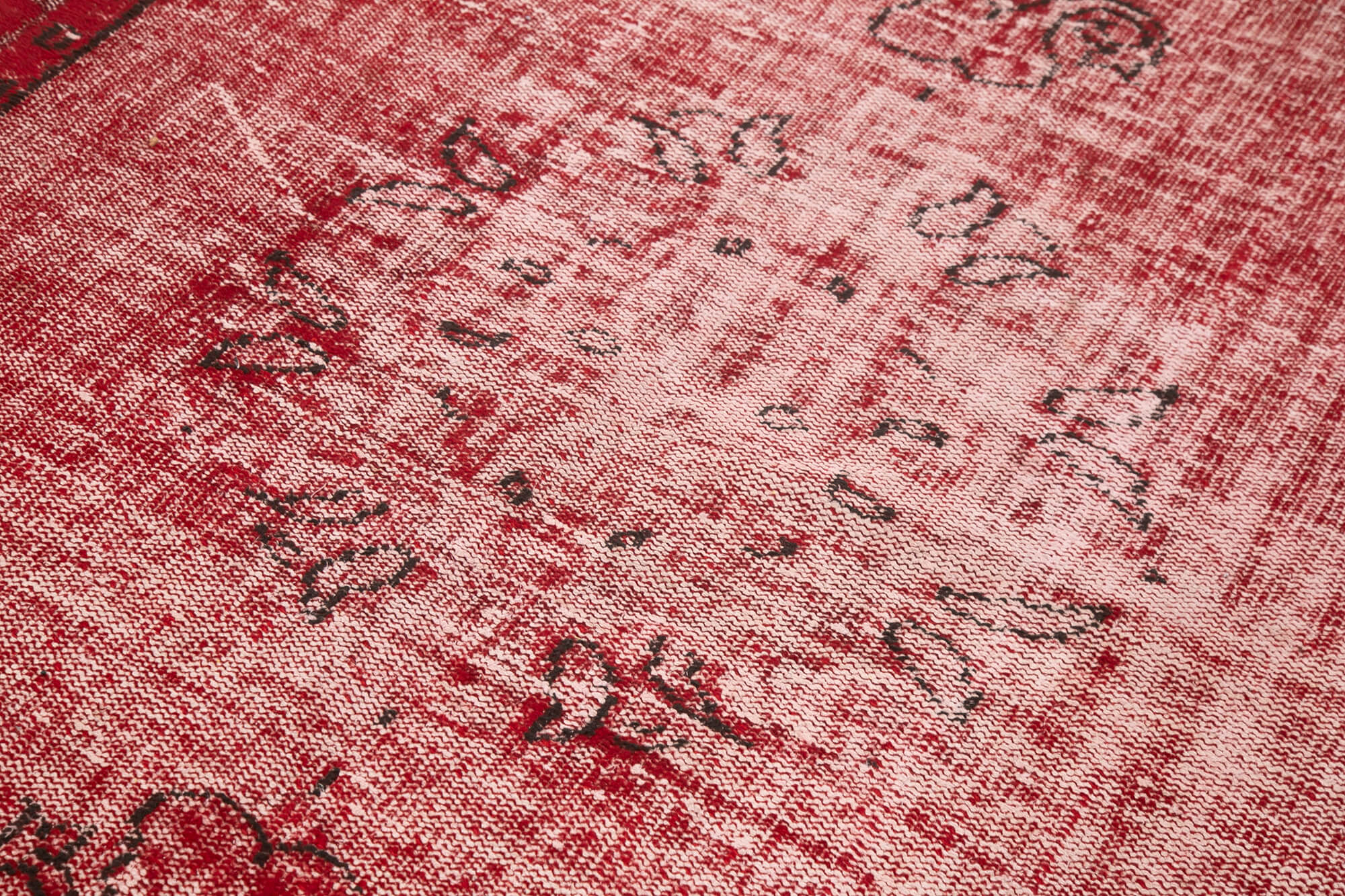 Vintage Handmade Area Rug - Red Cotton Wool Blend Hand Knotted Rug 5'7''x8'7''