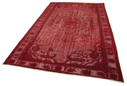 Vintage Wool Area Rug - Handmade Cotton Rug, Turkish Hand Knotted Red Vintage Carpet 5'10"x9'5"