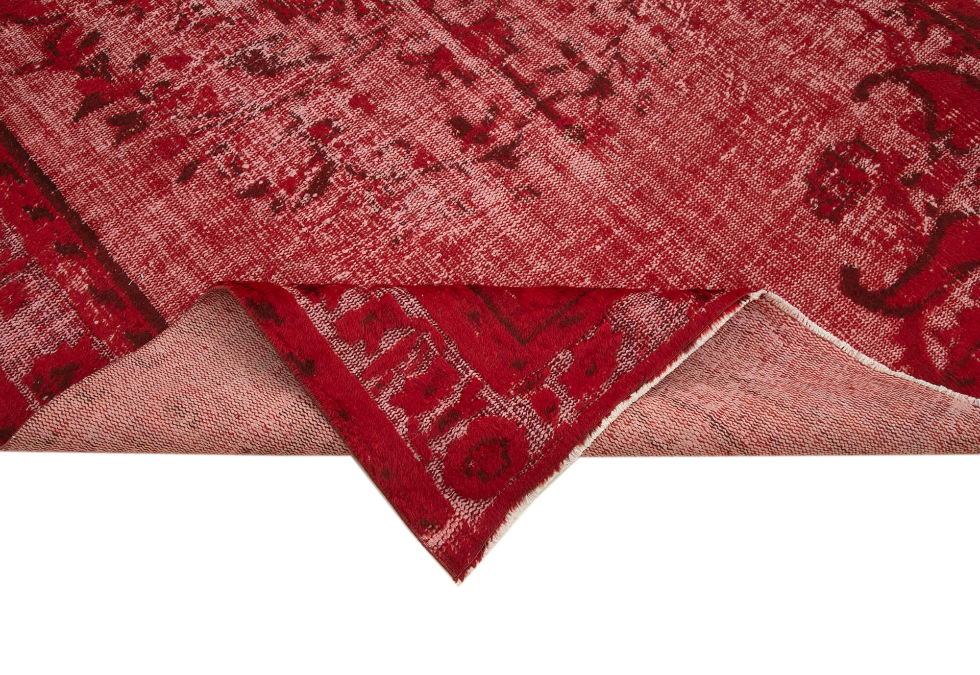 Vintage Wool Area Rug - Handmade Cotton Rug, Turkish Hand Knotted Red Vintage Carpet 5'10"x9'5"