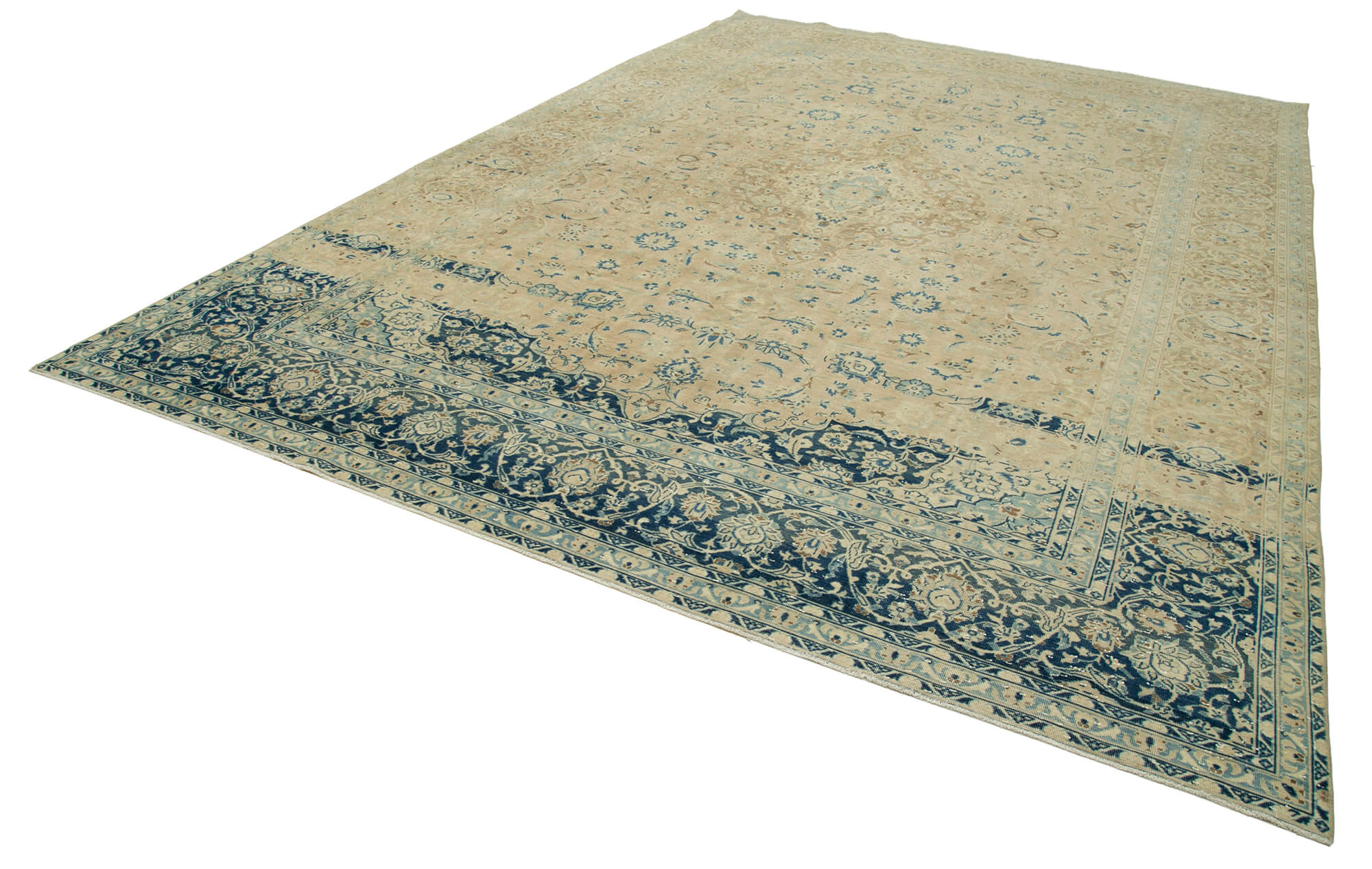 Handmade Wool Area Rug – Persian Classic Cotton Rug 9'8''x13'9'' Beige Living Room Carpet