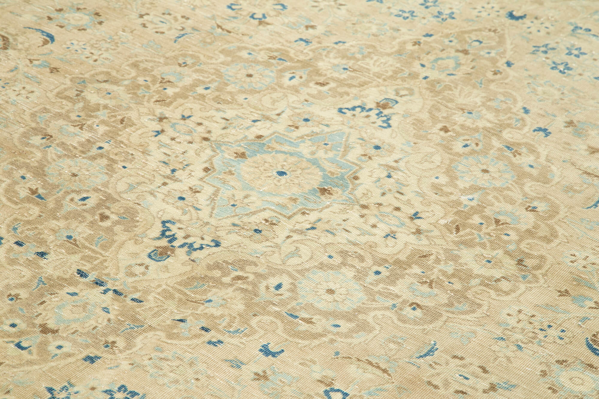 Handmade Wool Area Rug – Persian Classic Cotton Rug 9'8''x13'9'' Beige Living Room Carpet