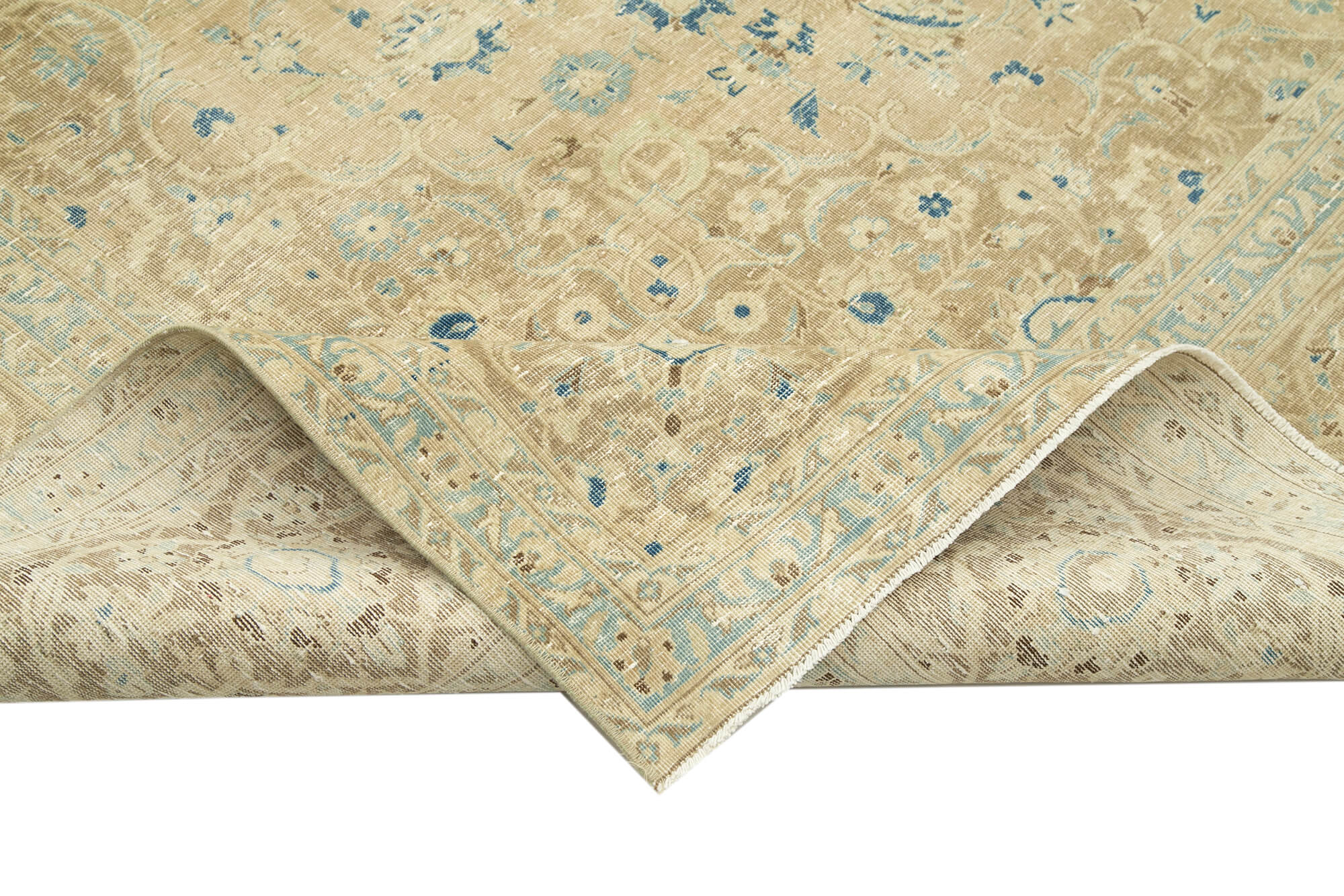 Handmade Wool Area Rug – Persian Classic Cotton Rug 9'8''x13'9'' Beige Living Room Carpet