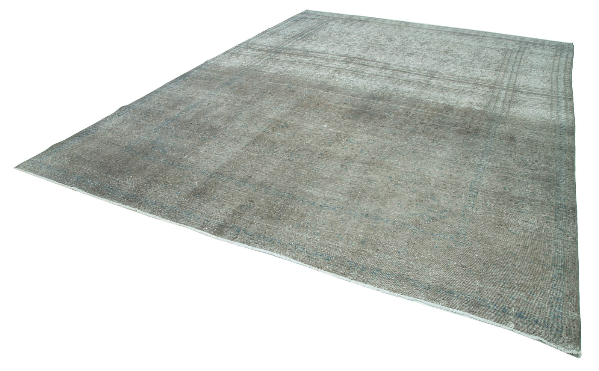 Handmade Wool Area Rug – Persian Grey 9'8''x12'7'' Classic Cotton Vintage Carpet