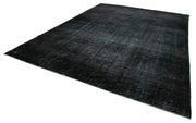 Handmade Area Rug - Persian Black Wool Cotton Classic 10'x13'8'' Vintage Carpet