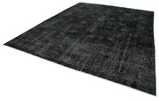 Handmade Wool Area Rug | Black Wool Rug 10x13 - Vintage Hand Woven Carpet