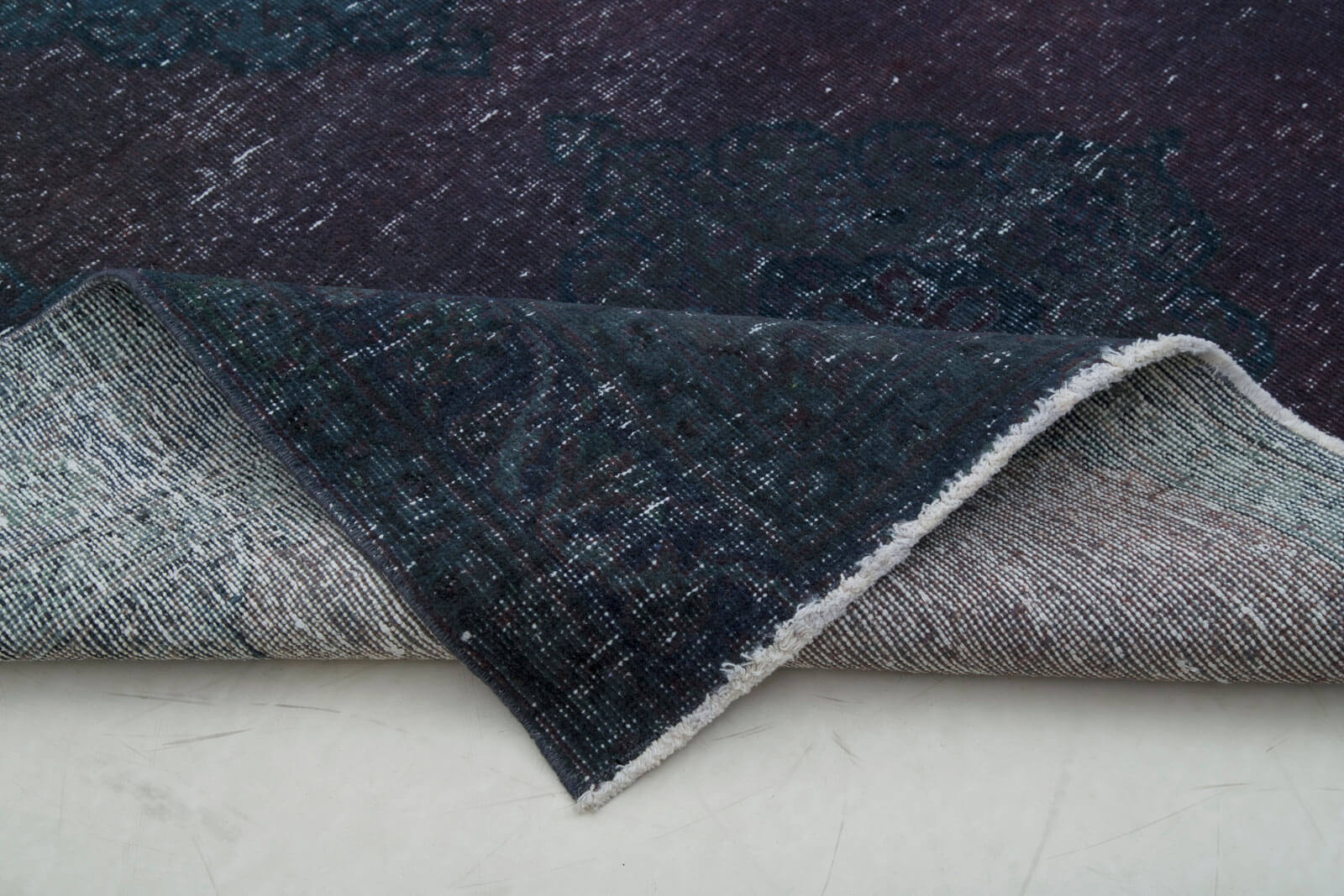 Handmade Vintage Area Rug - Zile Grey Cotton Wool Rug 4'8'' x 12'3'' Natural Fiber
