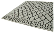 Handmade Area Rug – Grey Geometric Cotton Wool Vintage Hand Woven Carpet 8'2''x9'9''