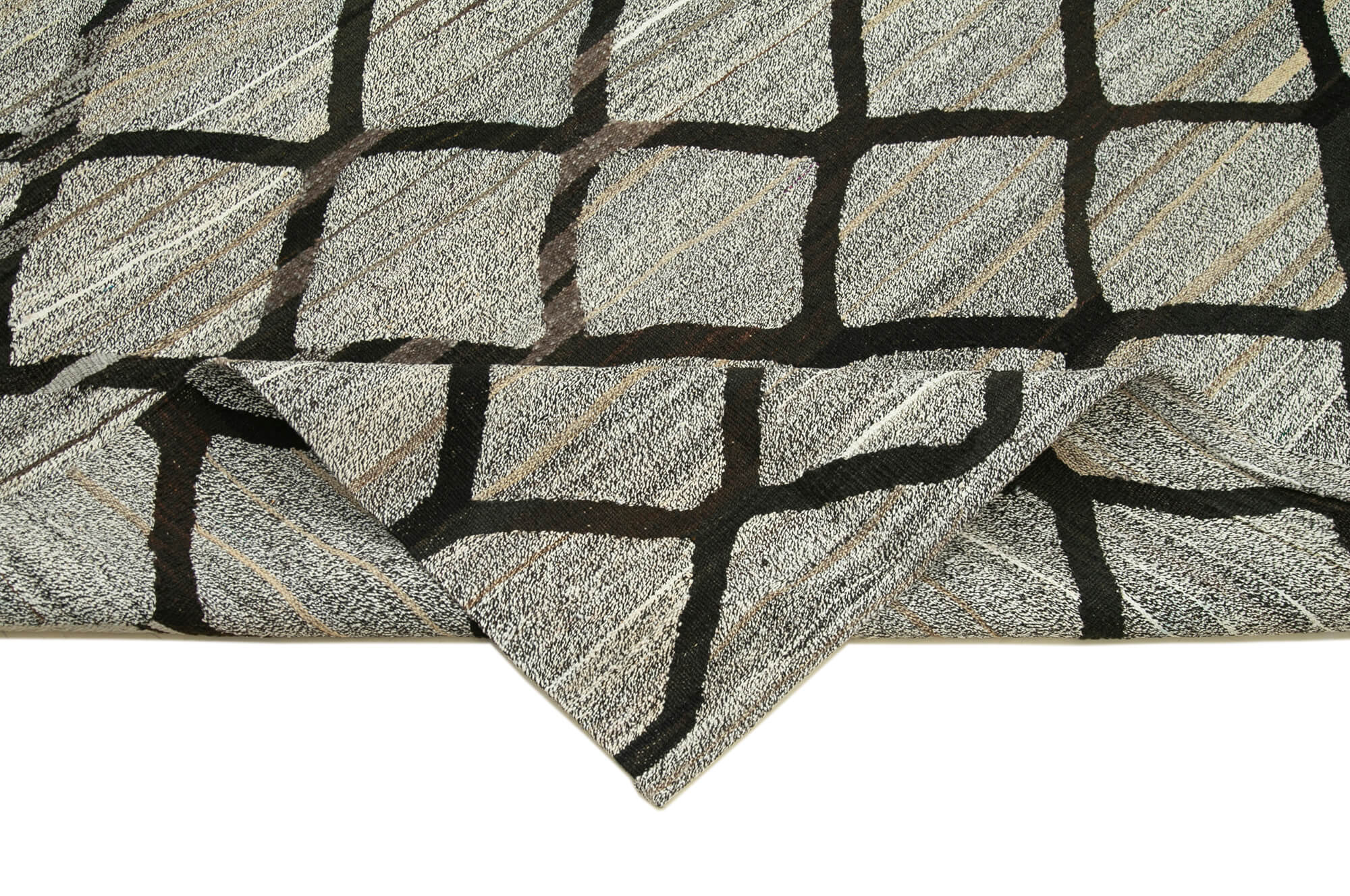 Handmade Wool Area Rug – Grey Geometric Rug, Vintage Turkish Carpet 8'5''x10'5''