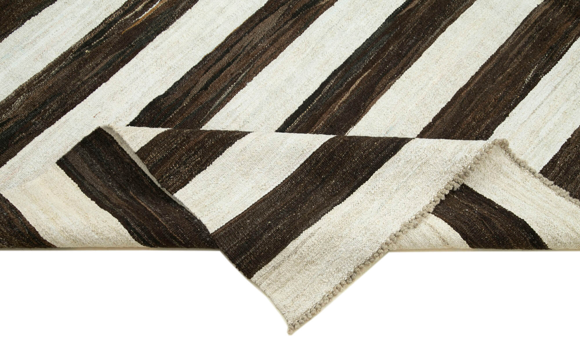 Handmade Area Rug – Brown Geometric Cotton Wool 7'10''x10'4'' Soft Natural Fiber