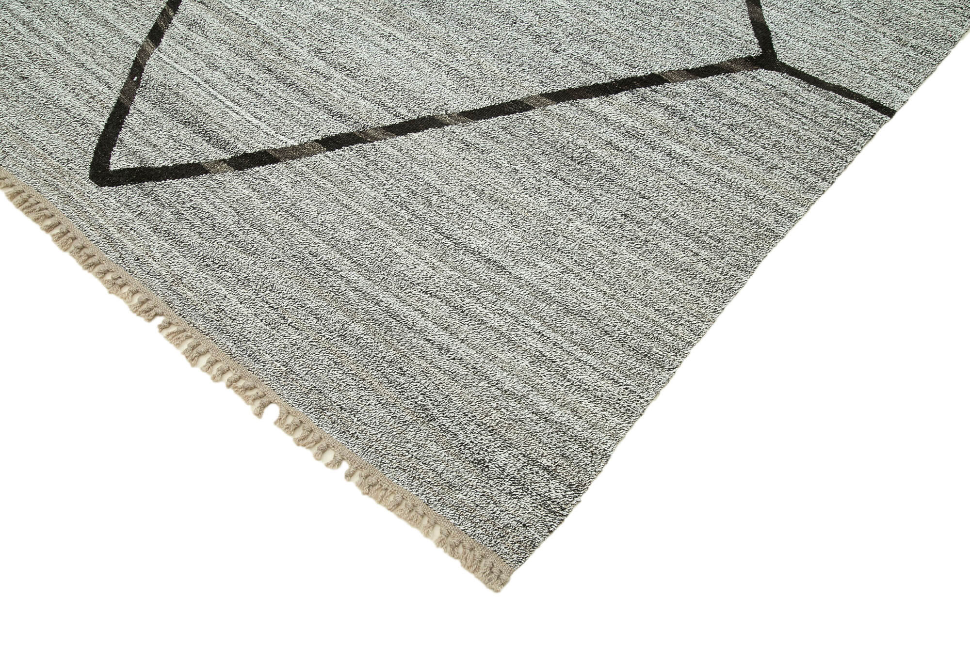 Handmade Area Rug - Geometric Cotton Wool Vintage Turkish Carpet 8x12'