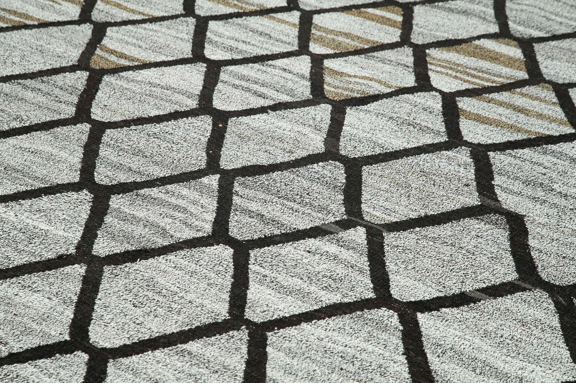 Handmade Area Rug | Grey Geometric Cotton Wool Turkish Wool Rug 8'2''x10'5''