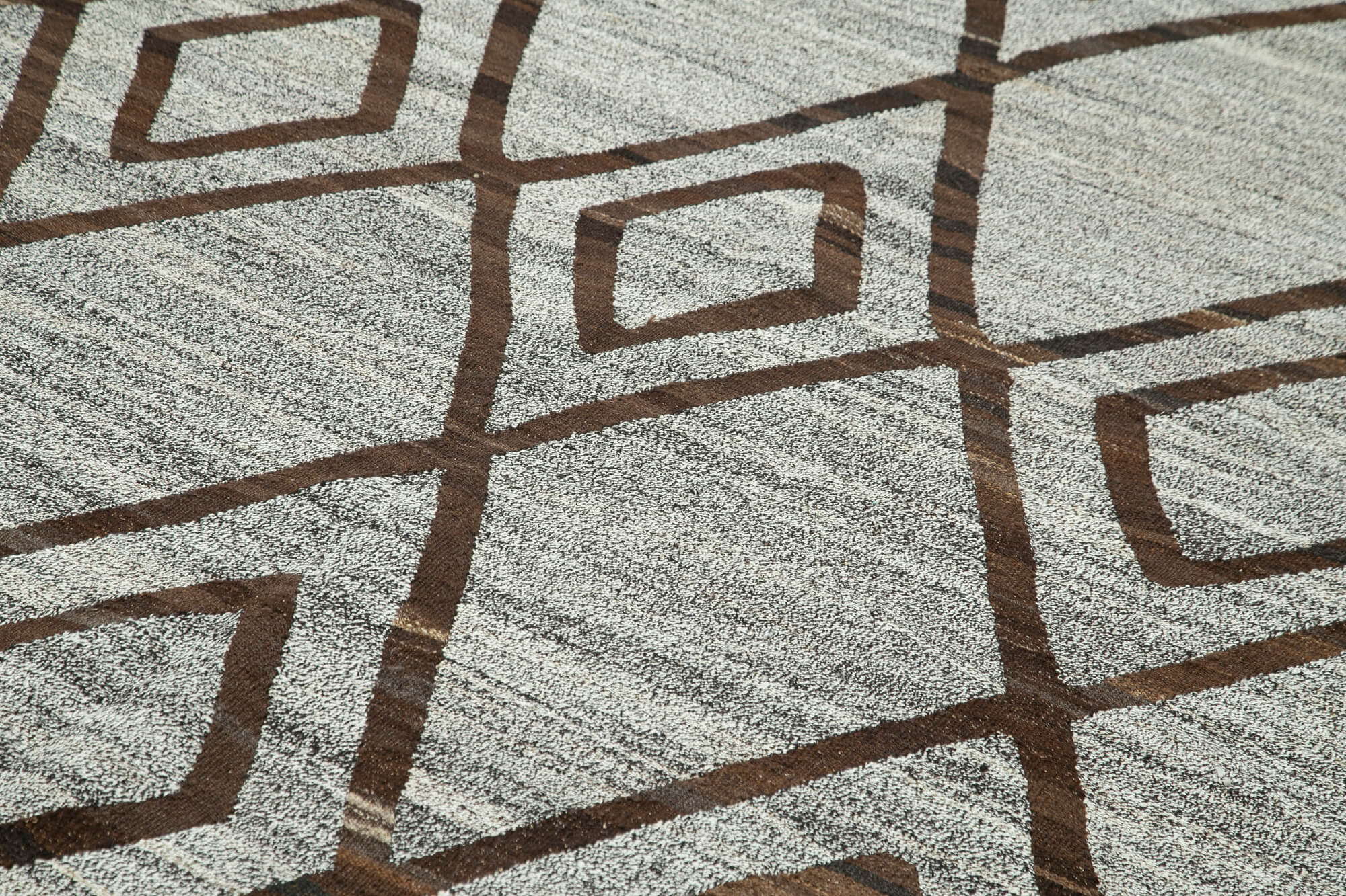 Scrap Green Geometric Cotton Wool Handmade Area Rug 8'1'' x 10'0''