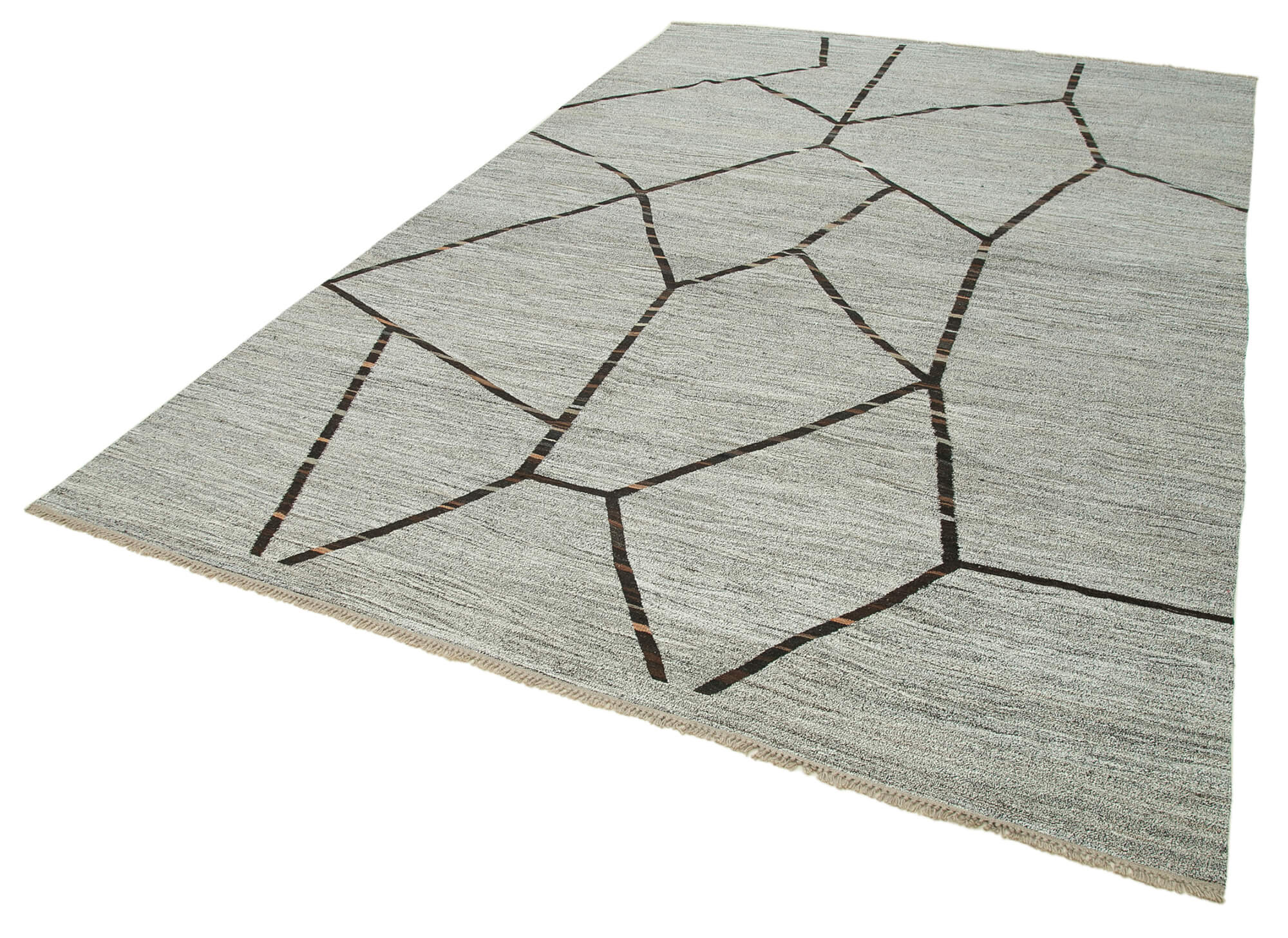 Handmade Area Rug - Yellow Geometric Cotton Wool Rug 9'10"x14'8" Durable Floor Covering