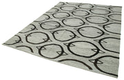 Handmade Area Rug – Black Geometric Cotton Wool Vintage Handwoven Carpet 7'9''x10'7''