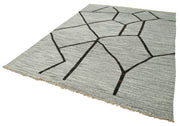 Handmade Area Rug – Grey Geometric Cotton Wool Vintage Turkish Carpet 8'1"x10'8"