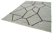 Handmade Wool Area Rug – Neutral Gray Geometric Cotton Wool Rug 7'11" x 10'8"