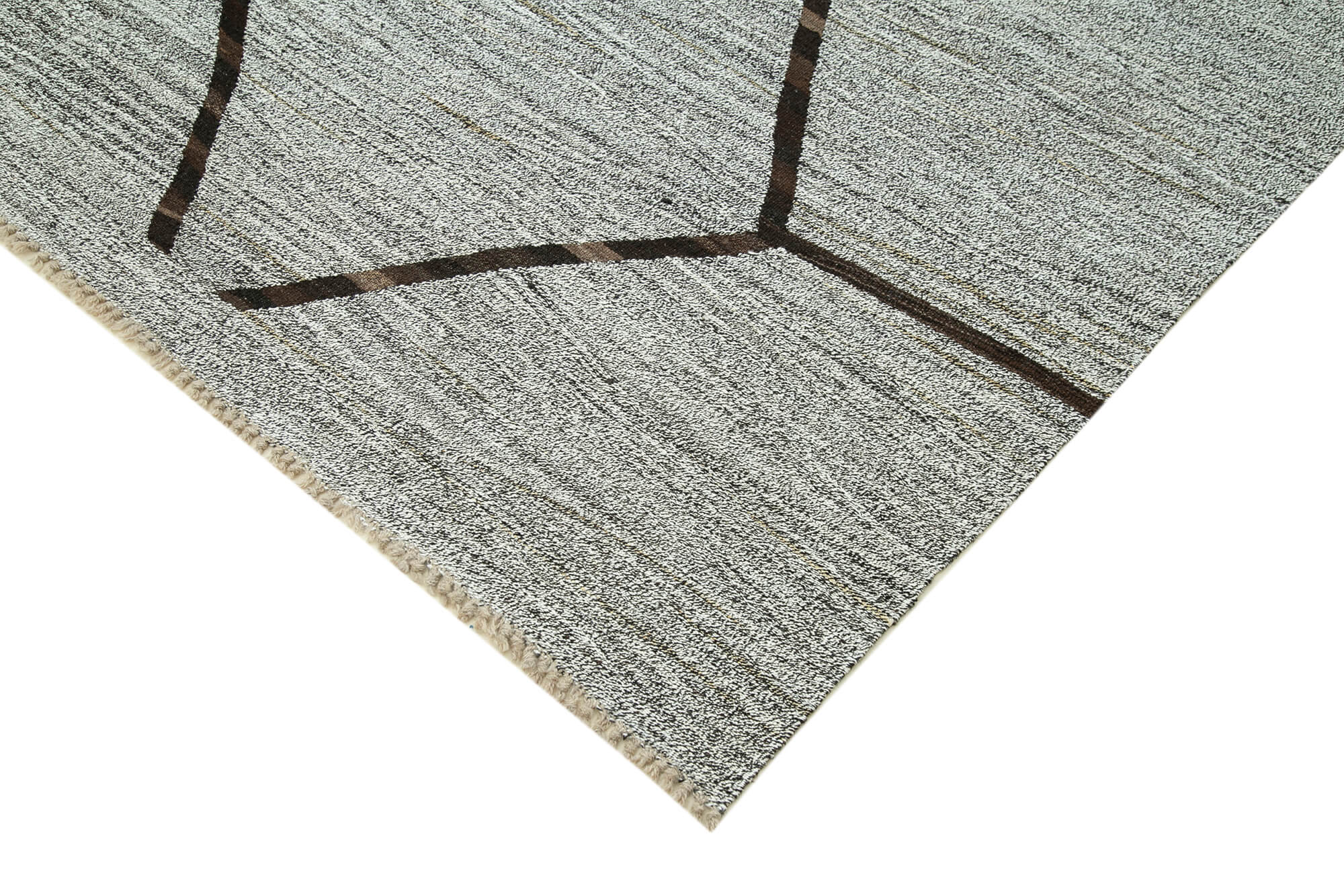 Handmade Wool Area Rug – Neutral Gray Geometric Cotton Wool Rug 7'11" x 10'8"