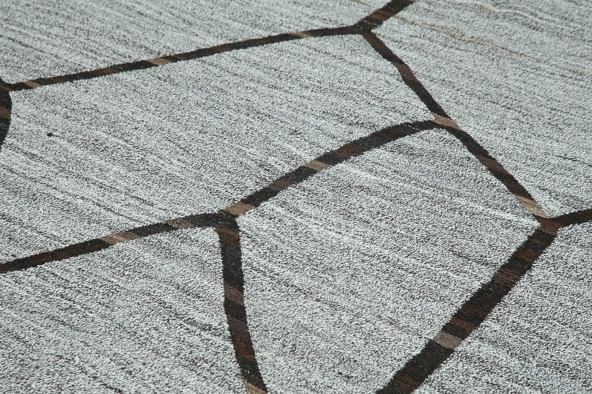 Handmade Wool Area Rug – Neutral Gray Geometric Cotton Wool Rug 7'11" x 10'8"