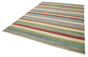 Handmade Wool Area Rug - Pink Cotton Wool Rug With Geometric Design 8'x10'6''