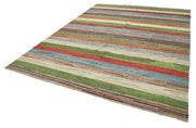 Scrap Green Geometric Cotton Wool Handmade Area Rug 8'6'' x 10'10''